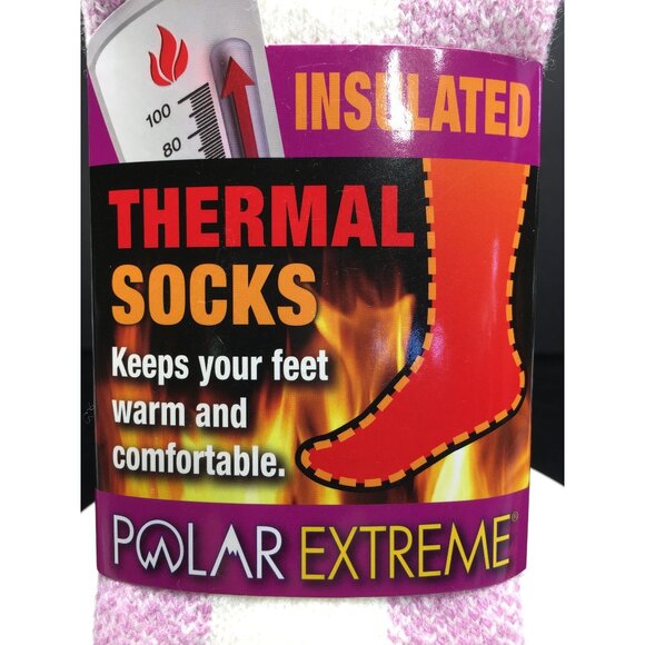 Polar Extreme Thermal Socks Insulated Women's Size 5-9 Pink White - NEW - Picture 3 of 14